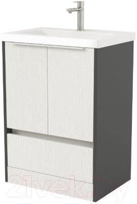 Тумба под умывальник Дабер 017 Тобага/Эридан/Артвин 60 / Т17.6Т.0.20Б (белый древесный/серый/белый) - фото