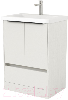 Тумба под умывальник Дабер 017 Тобага/Эридан/Артвин 60 / Т17.6Т.0.5Ч (белый древесный/ручка черная) - фото