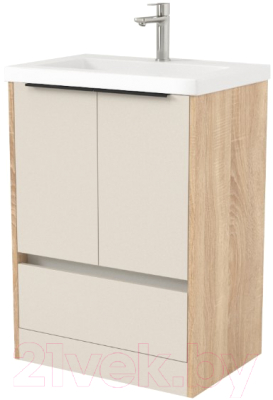 Тумба под умывальник Дабер 017 Тобага/Эридан/Артвин 60 / Т17.6Т.0.18Ч (бежевый/дуб бардолино/черный) - фото