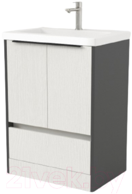 Тумба под умывальник Дабер 017 Тобага/Эридан/Артвин 60 / Т17.6Т.0.20Ч (белый древесный/серый/черный) - фото