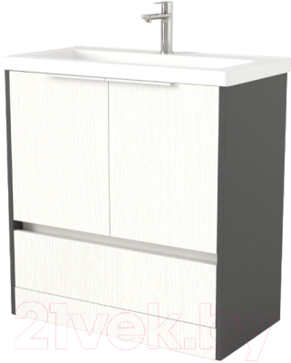 Тумба под умывальник Дабер 017 Тобага/Эридан 80 / Т17.8Т.0.20Б (белый древесный/серый/ручка белая) - фото