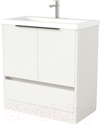 Тумба под умывальник Дабер 017 Тобага/Эридан 80 / Т17.8Т.0.5Ч (белый древесный/ручка черная) - фото