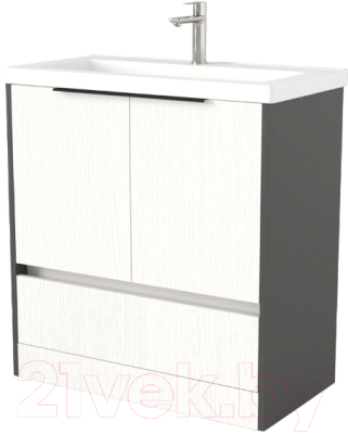 Тумба под умывальник Дабер 017 Тобага/Эридан 80 / Т17.8Т.0.20Ч (белый древесный/серый/ручка черная) - фото