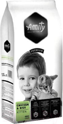 Сухой корм для кошек Amity Premium для котят с курицей и рисом (10кг) - фото
