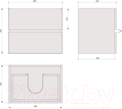 Тумба под умывальник Дабер 011 60 / Т11.6.0.12Ч_light