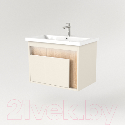 Тумба под умывальник Дабер 016 60 / Т16.6.0.18_light (с подсветкой, бежевый/дуб бардолино)