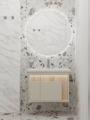 Тумба под умывальник Дабер 016 60 / Т16.6.0.18_light (с подсветкой, бежевый/дуб бардолино)