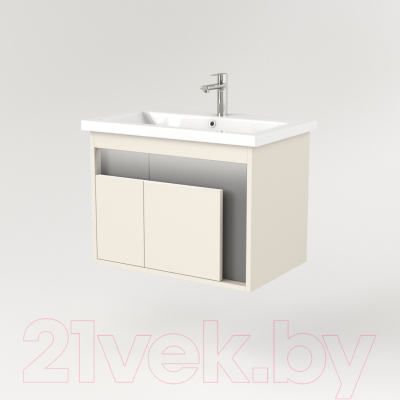 Тумба под умывальник Дабер 016 60 / Т16.6.0.19_light (с подсветкой, бежевый/серый)