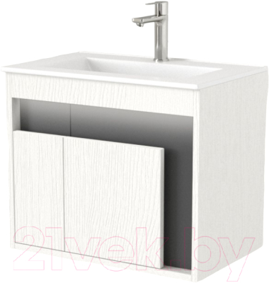 Тумба под умывальник Дабер 016 60 / Т16.6.0.20_light (с подсветкой, белый древесный/серый) - фото