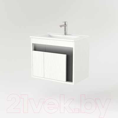 Тумба под умывальник Дабер 016 60 / Т16.6.0.20_light (с подсветкой, белый древесный/серый)