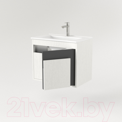 Тумба под умывальник Дабер 016 60 / Т16.6.0.20_light (с подсветкой, белый древесный/серый)