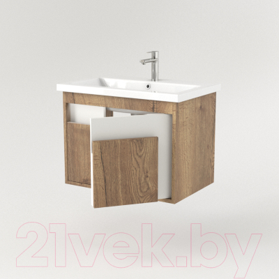 Тумба под умывальник Дабер 016 60 / Т16.6.0.21_light (с подсветкой, дуб галифакс/белый)