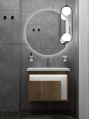 Тумба под умывальник Дабер 016 60 / Т16.6.0.21_light (с подсветкой, дуб галифакс/белый)