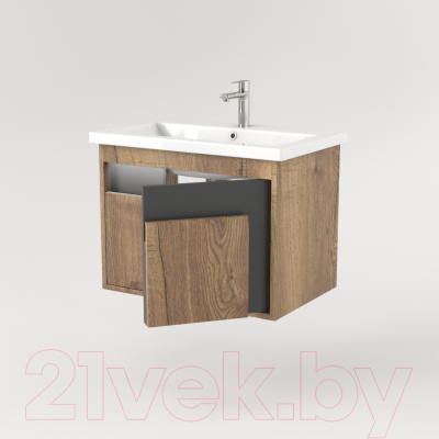 Тумба под умывальник Дабер 016 60 / Т16.6.0.22_light (с подсветкой, дуб галифакс/серый)