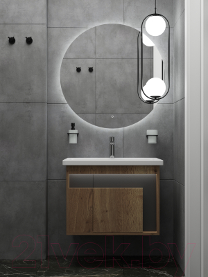 Тумба под умывальник Дабер 016 60 / Т16.6.0.22_light (с подсветкой, дуб галифакс/серый)