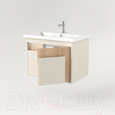 Тумба под умывальник Дабер 016 70 / Т16.7.0.18_light (с подсветкой, бежевый/дуб бардолино)
