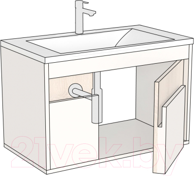 Тумба под умывальник Дабер 016 70 / Т16.7.0.18_light (с подсветкой, бежевый/дуб бардолино)