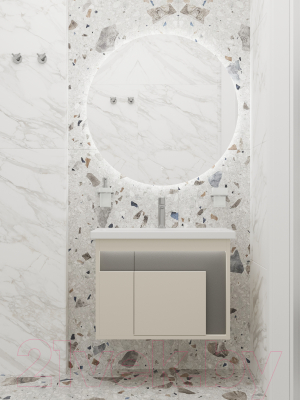 Тумба под умывальник Дабер 016 70 / Т16.7.0.19_light (с подсветкой, бежевый/серый)