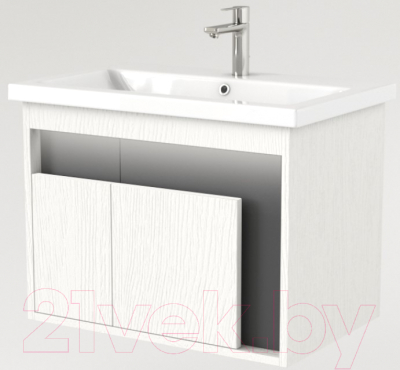 Тумба под умывальник Дабер 016 70 / Т16.7.0.20_light (с подсветкой, белый древесный/серый)