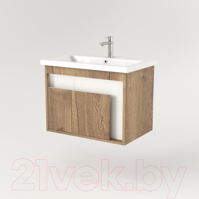 Тумба под умывальник Дабер 016 70 / Т16.7.0.21_light (с подсветкой, дуб галифакс/белый)