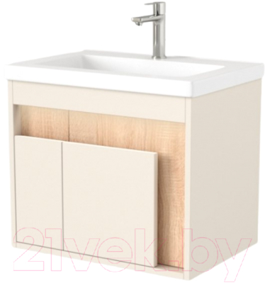 Тумба под умывальник Дабер 016 Тобага/Эридан/Артвин 60 / Т16.6Т.0.18_light (с подсветкой, бежевый/дуб бардолино) - фото