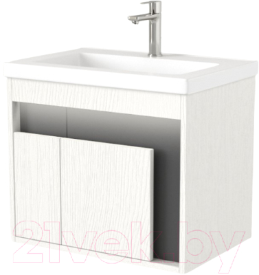 Тумба под умывальник Дабер 016 Тобага/Эридан/Артвин 60 / Т16.6Т.0.20_light (с подсветкой, белый древесный/серый) - фото