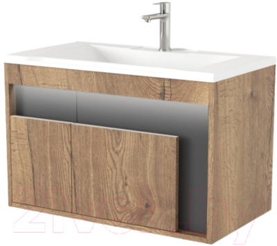 Тумба под умывальник Дабер 016 Тобага/Эридан 80 / Т16.8Т.0.22_light (с подсветкой, дуб галифакс/серый) - фото