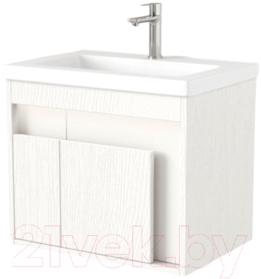 Тумба под умывальник Дабер 016 WeltWasser Deilbach 7517-60 / Т16.6W.0.5_light (с подсветкой, белый древесный) - фото