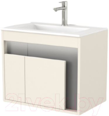 Тумба под умывальник Дабер 016 WeltWasser Deilbach 7517-60 / Т16.6W.0.19_light (с подсветкой, бежевый/серый) - фото