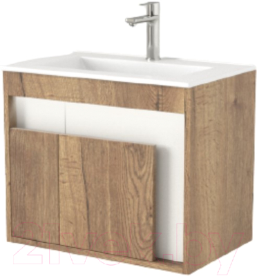 Тумба под умывальник Дабер 016 WeltWasser Deilbach 7517-60 / Т16.6W.0.21_light (с подсветкой, дуб галифакс/белый) - фото