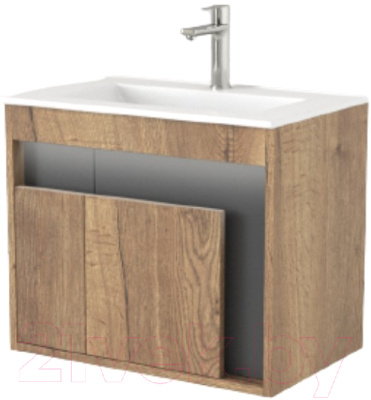 Тумба под умывальник Дабер 016 WeltWasser Deilbach 7517-60 / Т16.6W.0.22_light (с подсветкой, дуб галифакс/серый) - фото