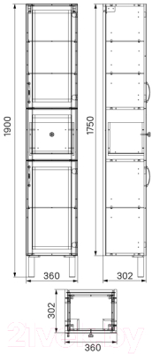 Шкаф-пенал для ванной IDDIS Oxford OXF36N0i97