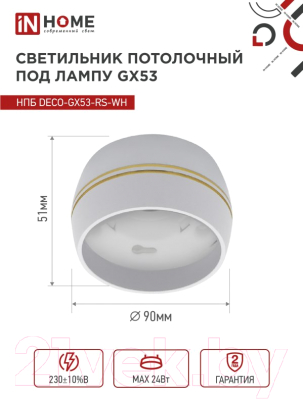 Точечный светильник INhome НПБ DECO-GX53-RS-WG / 4690612046396