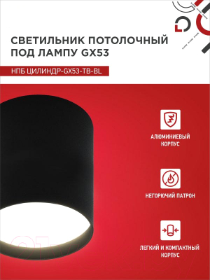 Точечный светильник INhome НПБ Цилиндр-GX53-TB-BL / 4690612045498