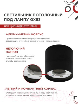 Точечный светильник INhome НПБ Цилиндр-GX53-TB-BL / 4690612045498