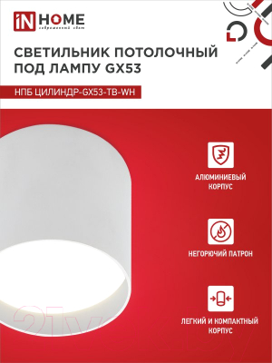 Точечный светильник INhome НПБ Цилиндр-GX53-TB-WH / 4690612045481