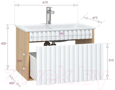 Тумба под умывальник Onika Дайлер 60 / 106150 (белый/дуб сонома)