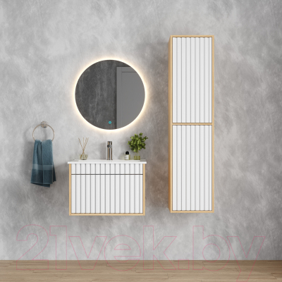 Шкаф-полупенал для ванной Onika Дайлер 35 / 403568 (белый/дуб сонома)