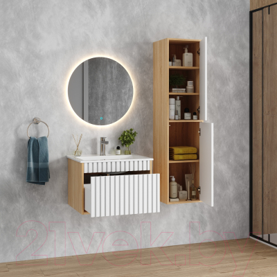 Шкаф-полупенал для ванной Onika Дайлер 35 / 403568 (белый/дуб сонома)