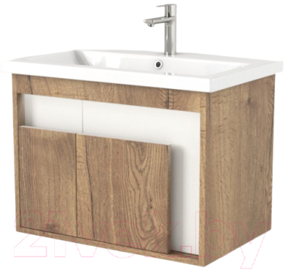 Тумба под умывальник Дабер 016 WeltWasser Deilbach 7517-70 / Т16.7W.0.21_light (с подсветкой, дуб галифакс/белый) - фото