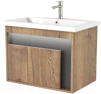 Тумба под умывальник Дабер 016 WeltWasser Deilbach 7517-70 / Т16.7W.0.22_light (с подсветкой, дуб галифакс/серый) - фото