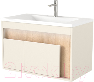 Тумба под умывальник Дабер 016 WeltWasser Deilbach 7517-80 / Т16.8W.0.18_light (с подсветкой, бежевый/дуб бардолино) - фото