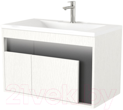 Тумба под умывальник Дабер 016 WeltWasser Deilbach 7517-80 / Т16.8W.0.20_light (с подсветкой, белый древесный/серый) - фото