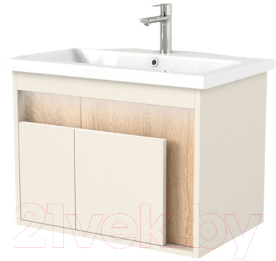 Тумба под умывальник Дабер 016 Cersanit Como 70 / Т16.7C.0.18_light (с подсветкой, бежевый/дуб бардолино) - фото