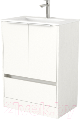 Тумба под умывальник Дабер 017 WeltWasser Deilbach 7517-60 / Т17.6W.0.5Б (белый древесный/ручка белая) - фото