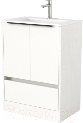 Тумба под умывальник Дабер 017 WeltWasser Deilbach 7517-60 / Т17.6W.0.5Ч (белый древесный/ручка черная) - фото