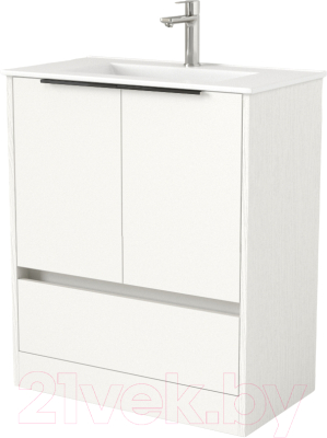 Тумба под умывальник Дабер 017 WeltWasser Deilbach 7517-70 / Т17.7W.0.5Ч (белый древесный/ручка черная) - фото