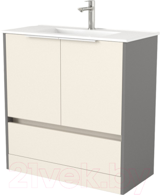 Тумба под умывальник Дабер 017 WeltWasser Deilbach 7517-80 / Т17.8W.0.19Б (бежевый/серый/ручка белая) - фото