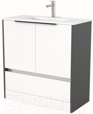 Тумба под умывальник Дабер 017 WeltWasser Deilbach 7517-80 / Т17.8W.0.20Ч (белый древесный/серый/ручка черная) - фото
