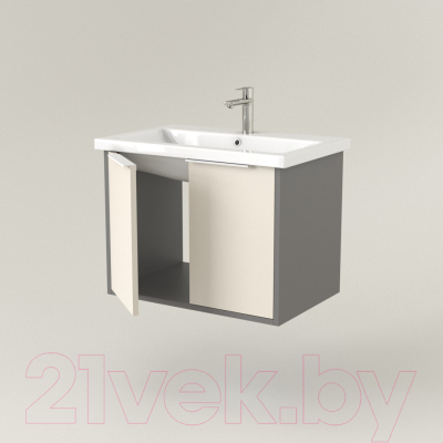 Тумба под умывальник Дабер 018 60 / Т18.6.0.19Б (бежевый/серый/ручка белая)